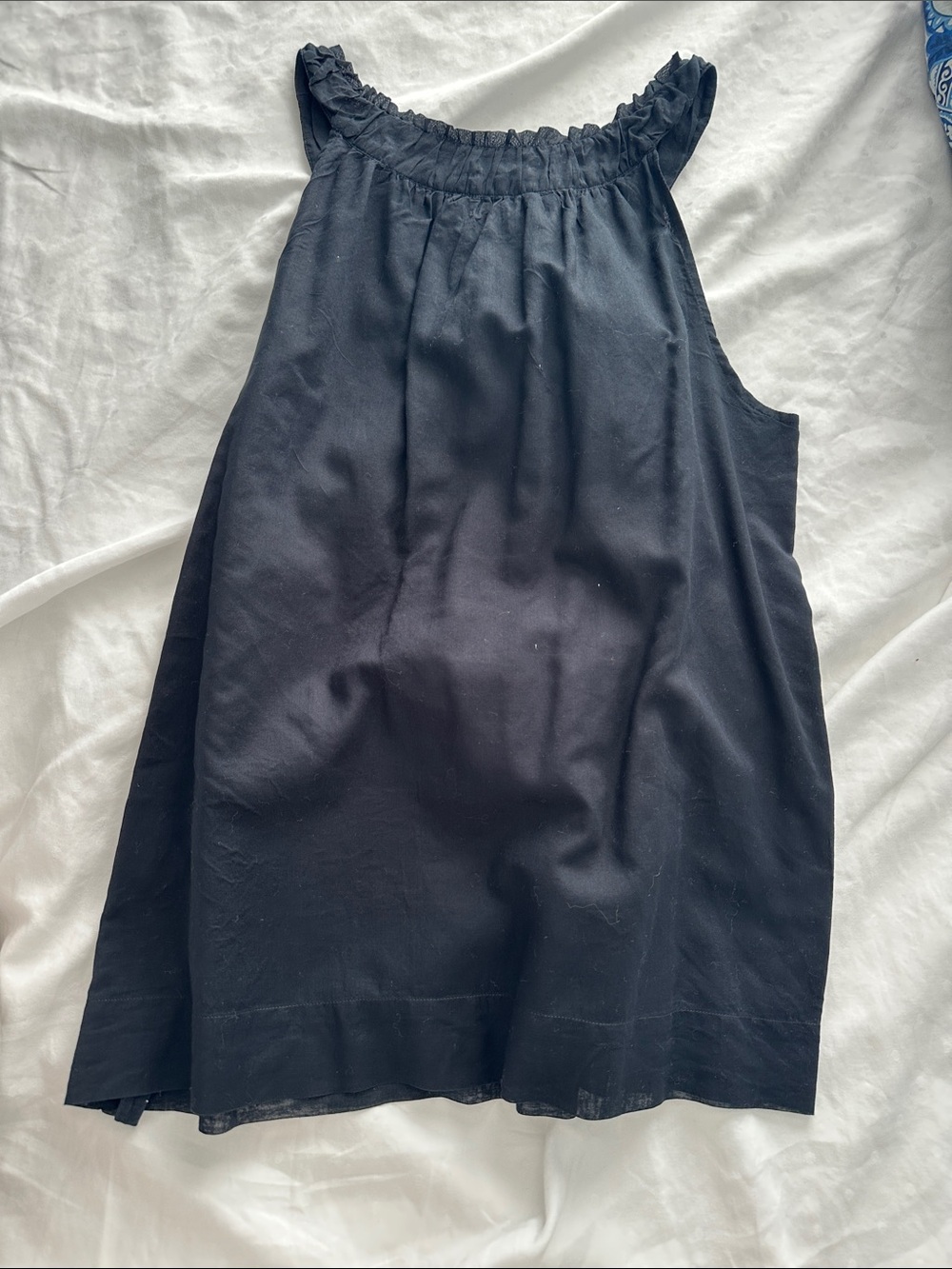 Talbots Navy Ruffle-Trim Sleeveless Tank - Picture 3 of 3